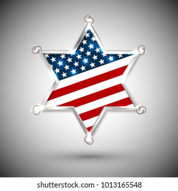 Sheriff badge greeting card with star of USA.
