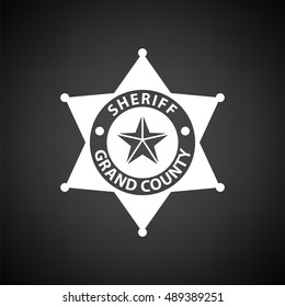 Sheriff badge icon. Black background with white. Vector illustration.