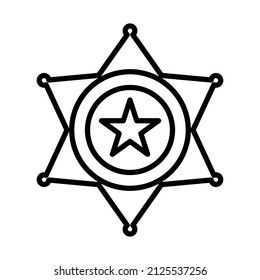 Sheriff Badge Icon. Bold outline design with editable stroke width. Vector Illustration.