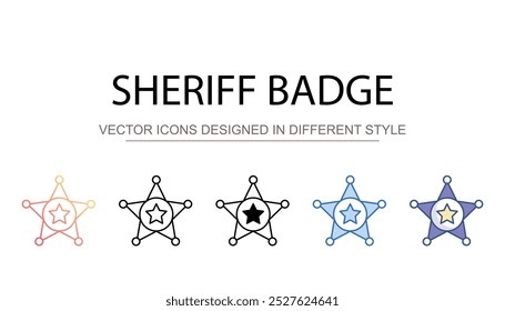 Sheriff Badge icon design with white background stock illustration