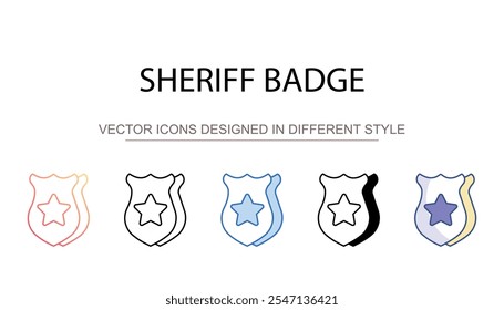 Sheriff Badge icon design with white background stock illustration