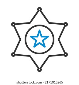 Sheriff Badge Icon. Editable Bold Outline With Color Fill Design. Vector Illustration.