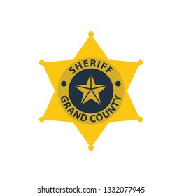 Sheriff badge icon. Flat color design. Vector illustration.