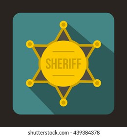 Sheriff badge icon, flat style