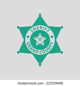 Sheriff Badge Icon. Gray Background With Green. Vector Illustration.