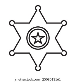 Sheriff badge icon in line art. Sheriff icon. Vector illustration.