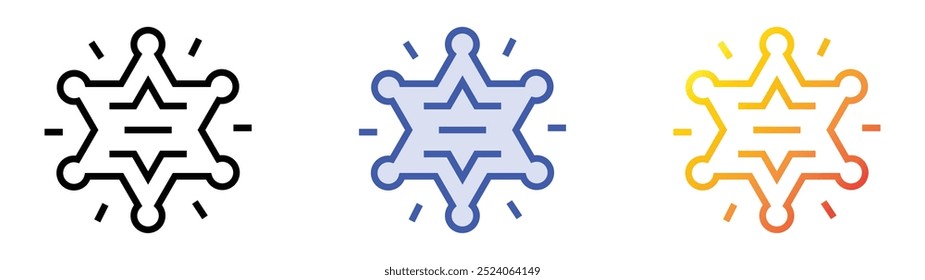 sheriff badge icon. Linear, Blue Fill and Gradient Style Design Isolated On White Background