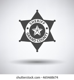 Sheriff Badge Icon On Gray Background With Round Shadow. Vector Illustration.