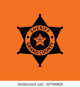 Sheriff badge icon. Orange background with black. Vector illustration.