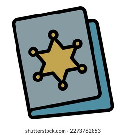 Vector de contorno de icono de la placa del sheriff. Equipo policial. Estación de oficial