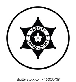 Sheriff Badge Icon. Thin Circle Design. Vector Illustration.