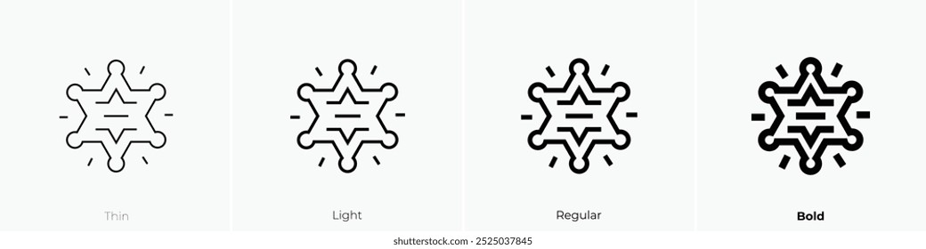 sheriff badge icon. Thin, Light Regular And Bold style design isolated on white background