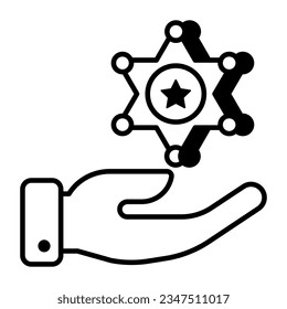 Sheriff badge icon in trendy vector design 