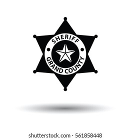 Sheriff badge icon. White background with shadow design. Vector illustration.