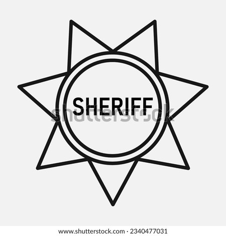 Sheriff badge line icon.  7  seven pointed star old american emblem. Marshal insignia. Vector illustration