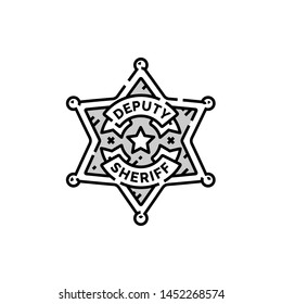 Sheriff badge line icon. Wild west Deputy ranger star symbol. Vector illustration.