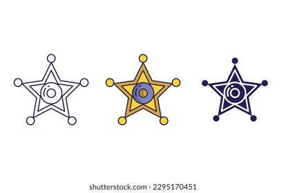 sheriff badge line and solid illustration icon