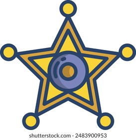 sheriff badge linear color illustration