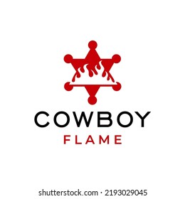 Sheriff Badge Logo. Cowboy Flame Icon Symbol Vector