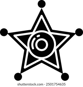 sheriff badge solid glyph vector illustration