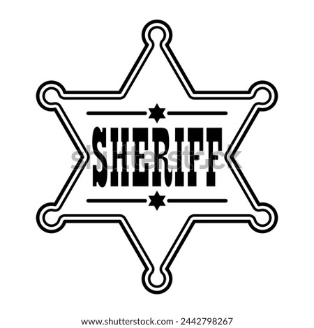 sheriff badge star, black and white emblem of a six pointed star with the inscription Sheriff, vector illustration of hexagram symbol isolated on white background