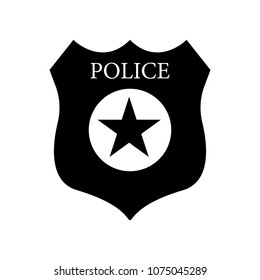 Sheriff badge with star icon vector, filled flat sign, solid pictogram isolated on white. Public safety symbol, logo illustration