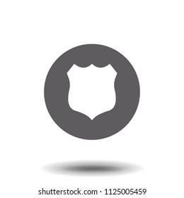 Sheriff badge with star icon vector, filled flat sign, solid pictogram isolated on white. Public safety symbol, logo illustration