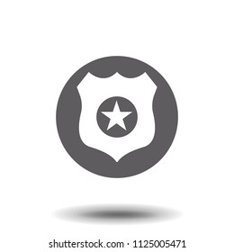 Sheriff badge with star icon vector, filled flat sign, solid pictogram isolated on white. Public safety symbol, logo illustration