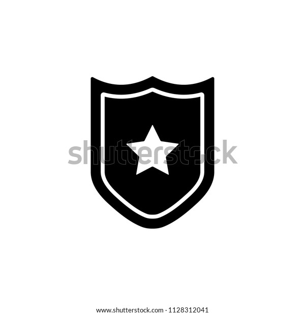Sheriff badge with star icon vector, filled\
flat sign, solid pictogram isolated on white. Public safety symbol,\
logo illustration