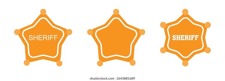 Sheriff Badge Star Set. Diferentes Tipos. Ilustração vetorial
