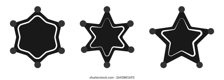 Sheriff Badge Star Set. Diferentes Tipos. Ilustração vetorial
