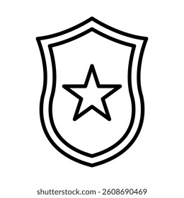 Sheriff Badge Vector Line Icon Design