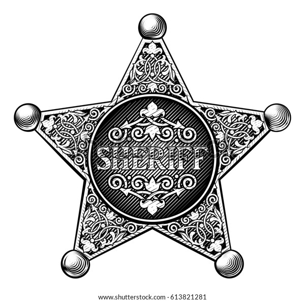 Sheriff Badge Vintage Etched Engraved Style Stock Vector (Royalty Free ...