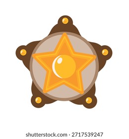 Insignia del sheriff, Salvaje oeste. Clipart de Vector plano, ilustración con fondo aislado.