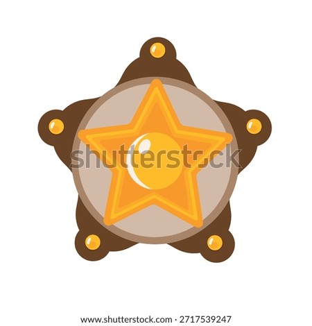 Sheriff badge, Wild west. Flat vector clipart, illustration with isolated background.