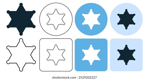 Sheriff Badges star emblem vector pictogram sign icon symbol ui and ux design, glyphs and stroke line