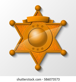 Sheriff bronze star. Vector policeman emblem. Police badge. Cop token