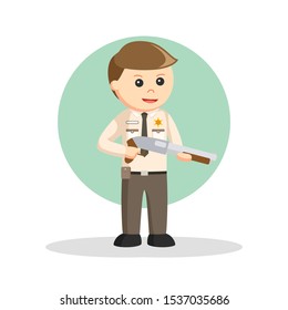 Sheriff By holding a shotgun vector illustration
