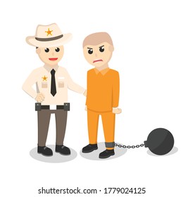 Sheriff Gefangener-Design-Charakter auf weißem Hintergrund