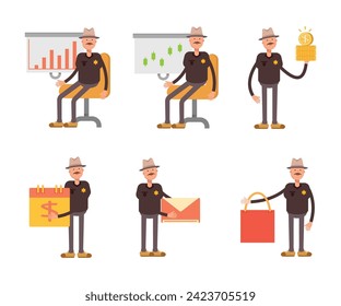 sheriff characters set vector illustration