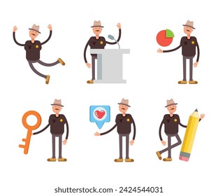 Conjunto de caracteres del sheriff ilustración vectorial