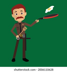 Sheriff Cooking Flat Vektorgrafik Illustration