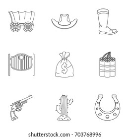 Sheriff element icon set. Outline set of 9 sheriff element vector icons for web isolated on white background