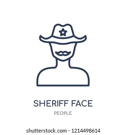 Sheriff face icon. Sheriff face linear symbol design from People collection. Simple outline element vector illustration on white background.