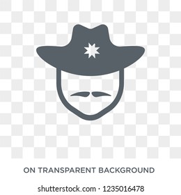 Sheriff face icon. Trendy flat vector Sheriff face icon on transparent background from People collection. 