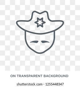 Sheriff face icon. Trendy flat vector Sheriff face icon on transparent background from People collection. High quality filled Sheriff face symbol use for web and mobile