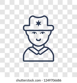Sheriff face icon. Trendy linear Sheriff face logo concept on transparent background from People collection