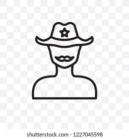 Sheriff face vector linear icon isolated on transparent background, Sheriff face transparency concept can be used for web and mobile