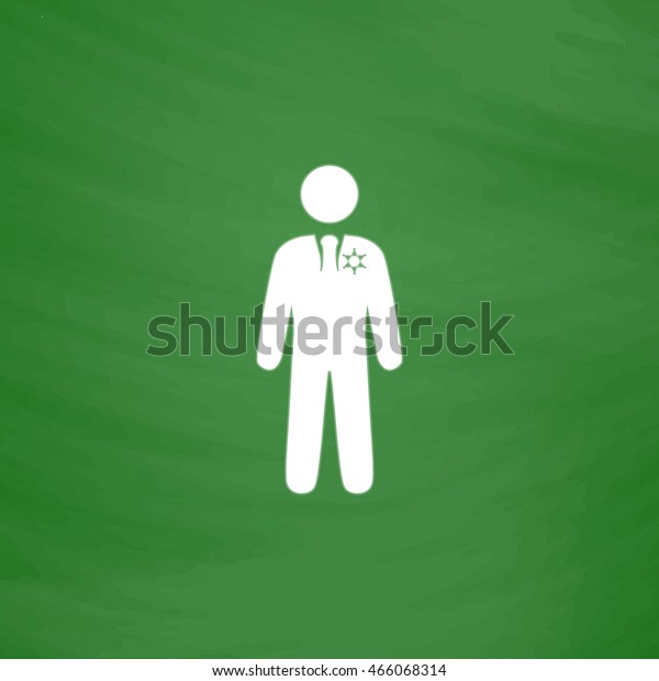 Sheriff. Flat Icon. Imitation draw with white\
chalk on green chalkboard. Flat Pictogram and School board\
background. Vector illustration\
symbol