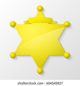 Sheriff gold star. Vector policeman emblem. Police badge. Cop token